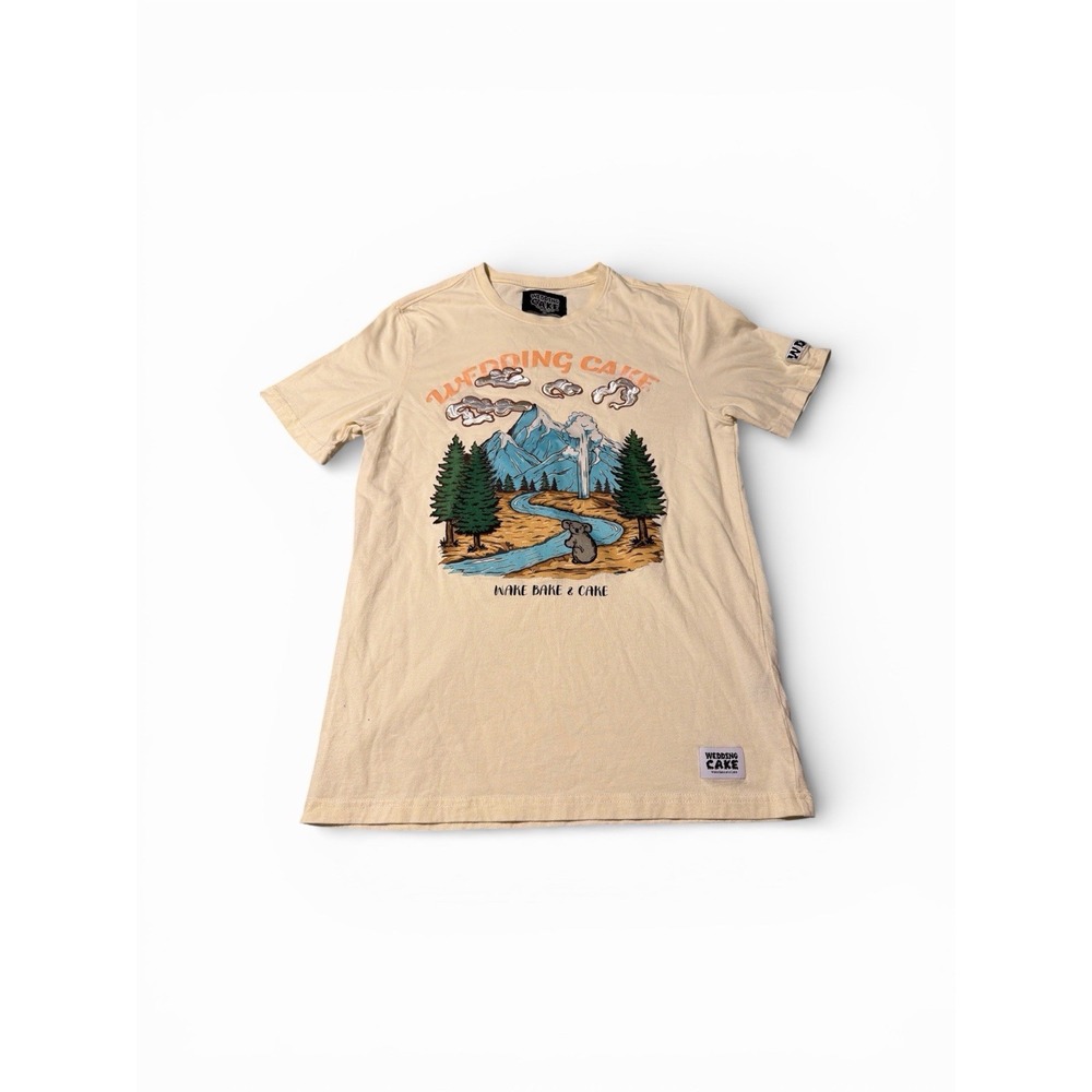 Wedding Cake Wake Bake And Cake Nature Graphic Tee Soft Beige Unisex S Versatile